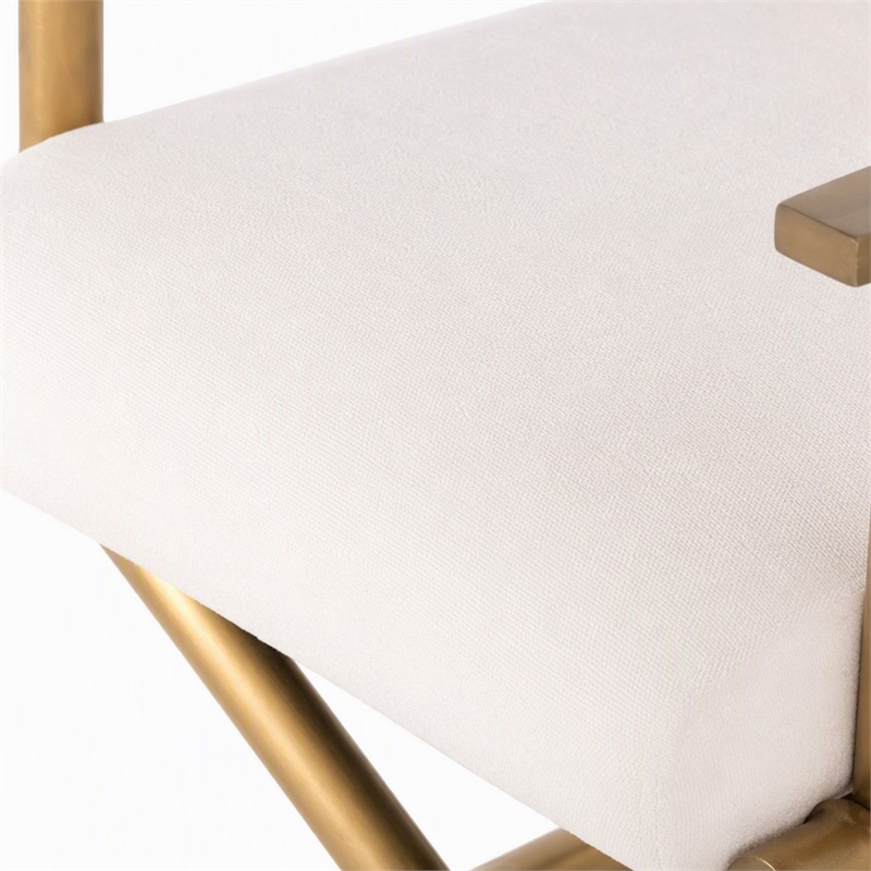 Pemberly Row Sherpa Fabric Accent Chair with Gold Stainless Steel