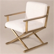 Pemberly Row Sherpa Fabric Accent Chair with Gold Stainless Steel