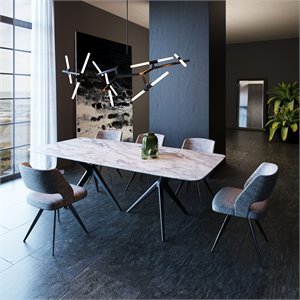 Pemberly Row 95&quot Ceramic Dining Table with Smoked Ash Base