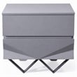 Pemberly Row Modern Nightstand with 2 Drawers & Gun Chrome Legs in Gray/Black