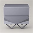 Pemberly Row Modern Nightstand with 2 Drawers & Gun Chrome Legs in Gray/Black
