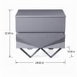 Pemberly Row Modern Nightstand with 2 Drawers & Gun Chrome Legs in Gray/Black