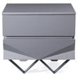 Pemberly Row Modern Nightstand with 2 Drawers & Gun Chrome Legs in Gray/Black