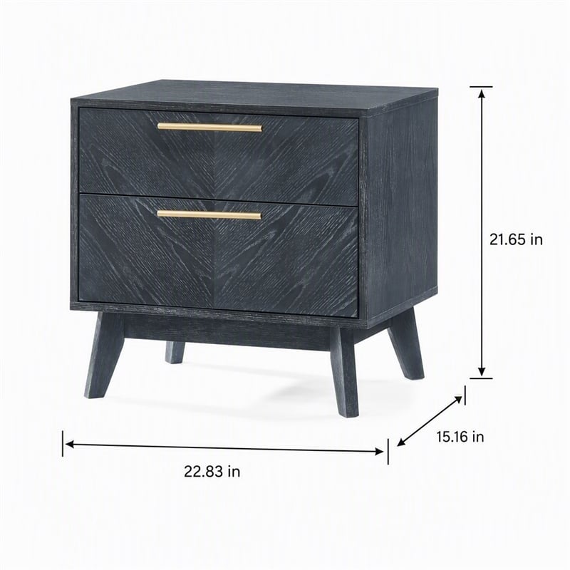 Pemberly Row 2-Drawer Engineered Wood Nightstand in Gray Ash