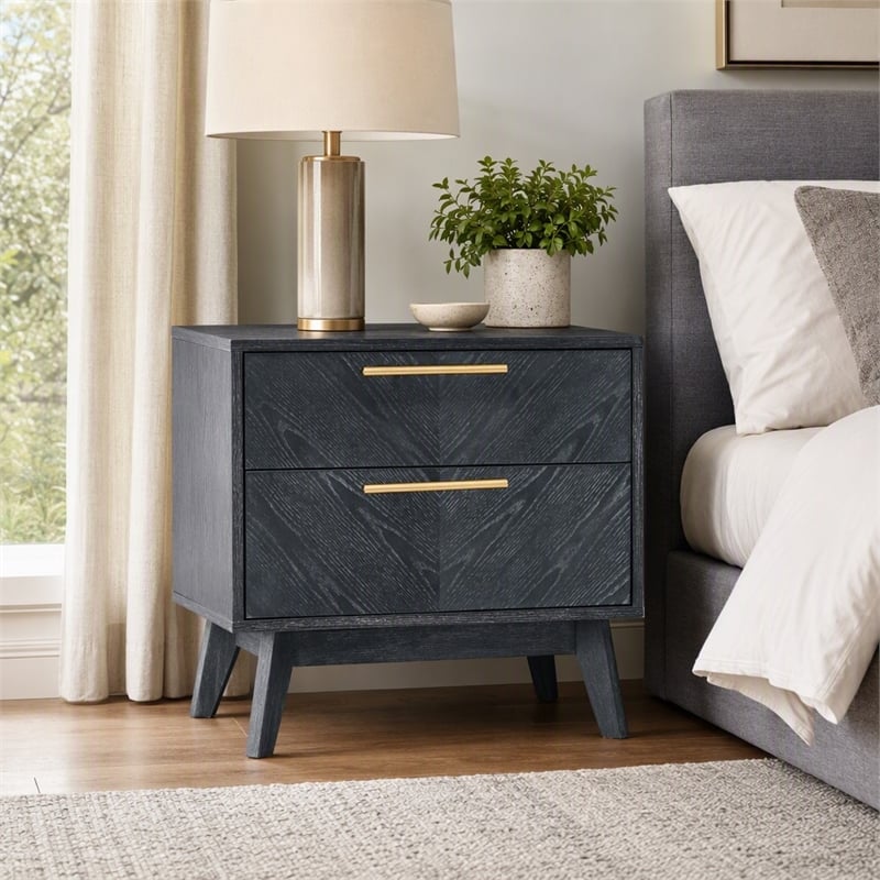 Pemberly Row 2-Drawer Engineered Wood Nightstand in Gray Ash