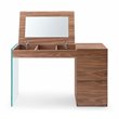 Pemberly Row Veneer & Glass Vanity Table with Mirror in Walnut