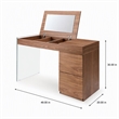Pemberly Row Veneer & Glass Vanity Table with Mirror in Walnut
