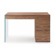Pemberly Row Veneer & Glass Vanity Table with Mirror in Walnut