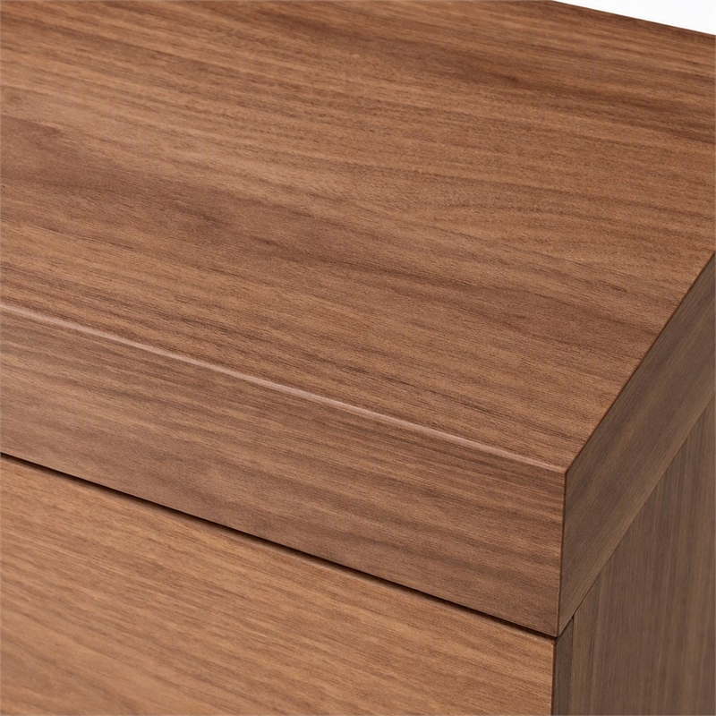 Pemberly Row Veneer & Glass Vanity Table with Mirror in Walnut