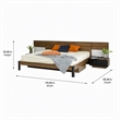 Pemberly Row Wood Queen Bed w/ Nightstand Storage & Headboard Lights