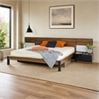 Pemberly Row Wood Queen Bed w/ Nightstand Storage & Headboard Lights