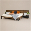 Pemberly Row Wood Queen Bed w/ Nightstand Storage & Headboard Lights