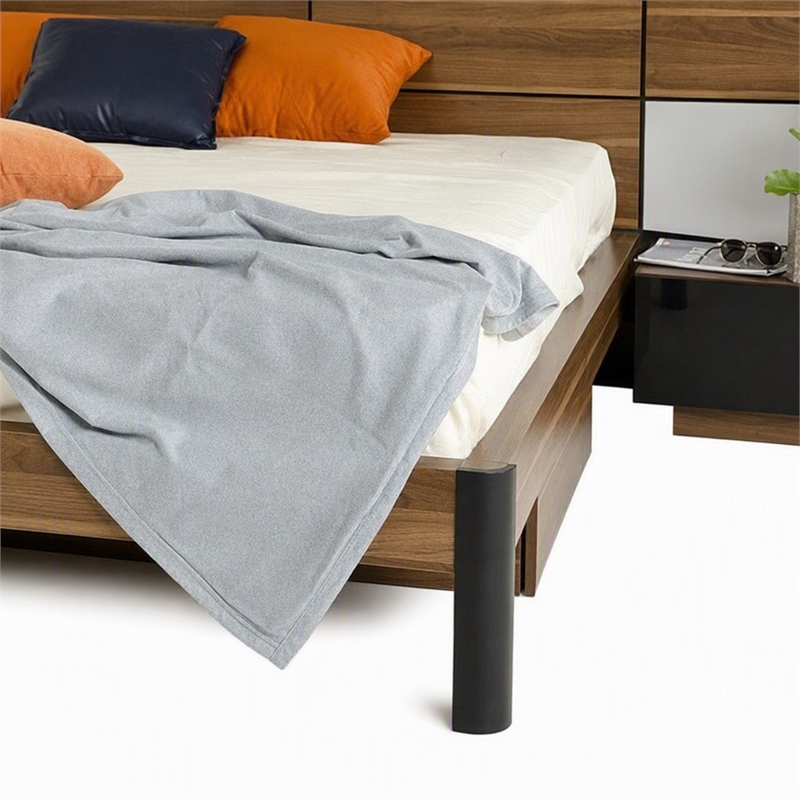 Pemberly Row Wood Queen Bed w/ Nightstand Storage & Headboard Lights