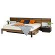 Pemberly Row Wood Queen Bed w/ Nightstand Storage & Headboard Lights