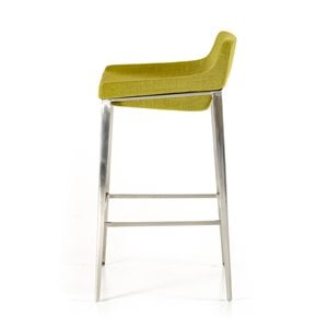 Pemberly Row 30&quot Mid-Century Stainless Steel Bar Stool in Green Fabric