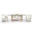 Pemberly Row Dining Table with Brass Stainless Steel Base & Glass Top