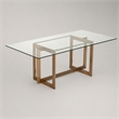 Pemberly Row Dining Table with Brass Stainless Steel Base & Glass Top
