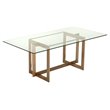 Pemberly Row Dining Table with Brass Stainless Steel Base & Glass Top