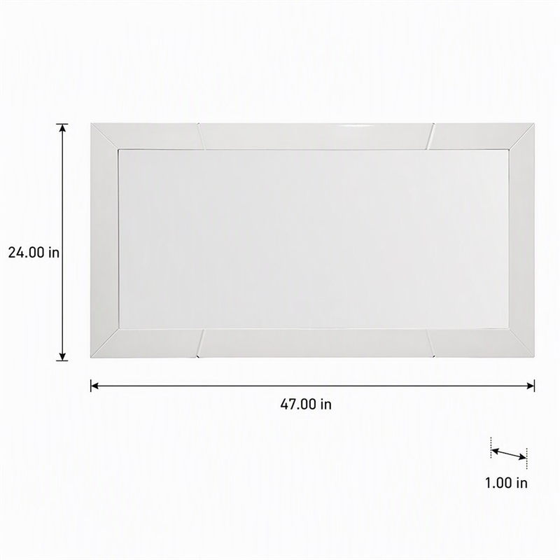Pemberly Row Modern White Rectangular Wall Mirror with High Gloss Finish