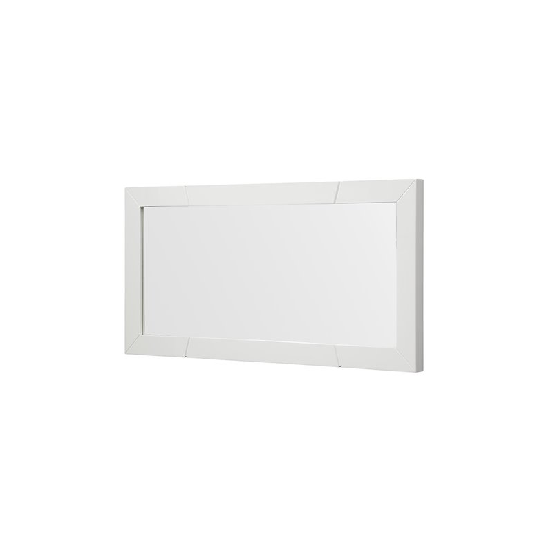 Pemberly Row Modern White Rectangular Wall Mirror with High Gloss Finish