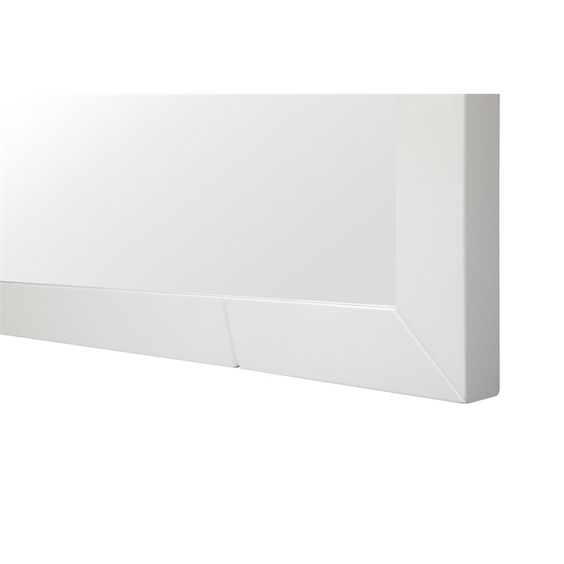 Pemberly Row Modern White Rectangular Wall Mirror with High Gloss Finish