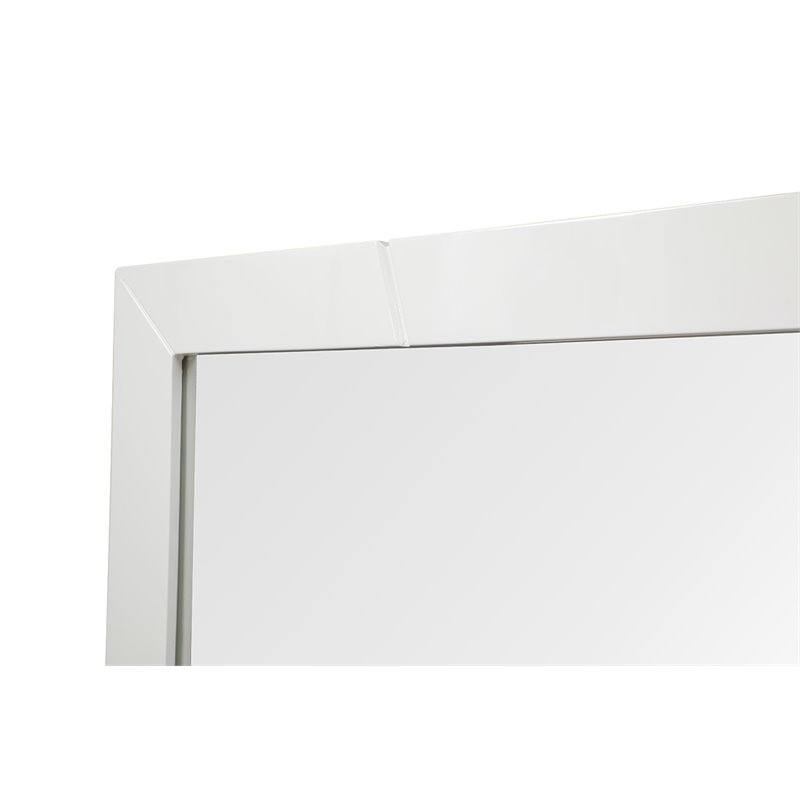 Pemberly Row Modern White Rectangular Wall Mirror with High Gloss Finish
