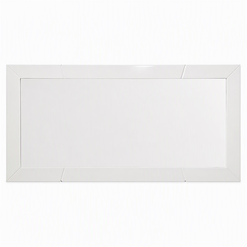 Pemberly Row Modern White Rectangular Wall Mirror with High Gloss Finish