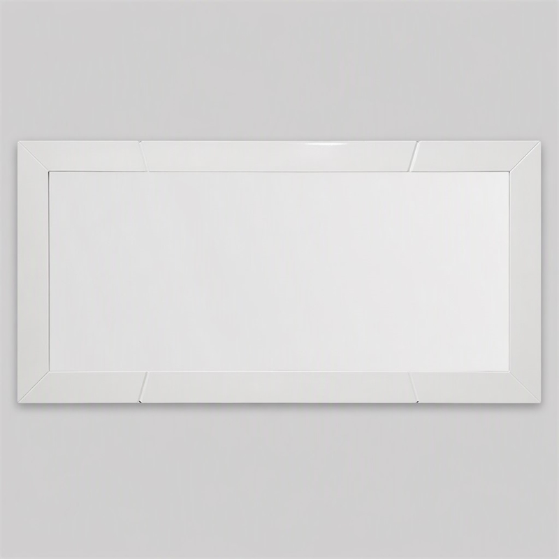 Pemberly Row Modern White Rectangular Wall Mirror with High Gloss Finish
