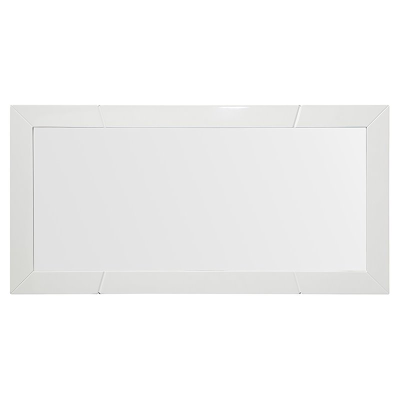 Pemberly Row Modern White Rectangular Wall Mirror with High Gloss Finish