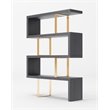 Pemberly Row Modern Elm Veneer Bookcase with Stainless Steel Supports