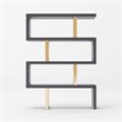 Pemberly Row Modern Elm Veneer Bookcase with Stainless Steel Supports