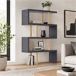 Pemberly Row Modern Elm Veneer Bookcase with Stainless Steel Supports