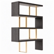 Pemberly Row Modern Elm Veneer Bookcase with Stainless Steel Supports