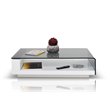Pemberly Row Modern Tempered Glass & High Gloss Coffee Table in White