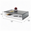 Pemberly Row Modern Tempered Glass & High Gloss Coffee Table in White