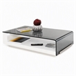 Pemberly Row Modern Tempered Glass & High Gloss Coffee Table in White