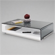 Pemberly Row Modern Tempered Glass & High Gloss Coffee Table in White