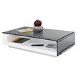 Pemberly Row Modern Tempered Glass & High Gloss Coffee Table in White