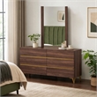 Pemberly Row 41 x 39 Glass and Laminate Mirror in Matte Walnut Finish