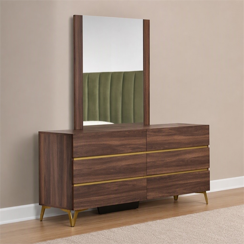 Pemberly Row 41 x 39 Glass and Laminate Mirror in Matte Walnut Finish