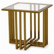 Pemberly Row Square Glass and Gold Stainless Steel End Table