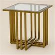 Pemberly Row Square Glass and Gold Stainless Steel End Table