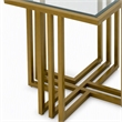 Pemberly Row Square Glass and Gold Stainless Steel End Table