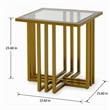 Pemberly Row Square Glass and Gold Stainless Steel End Table