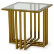 Pemberly Row Square Glass and Gold Stainless Steel End Table