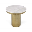 Pemberly Row Round Stainless Steel End Table with White Stone Top