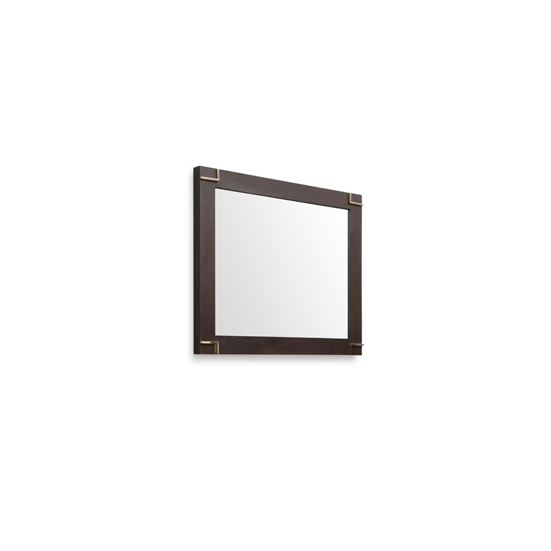 Pemberly Row Modern Smoked Ash Mirror with Gold Accents