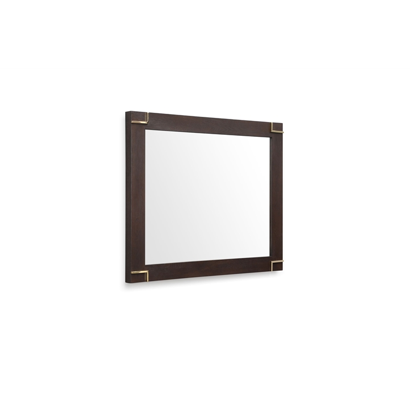 Pemberly Row Modern Smoked Ash Mirror with Gold Accents