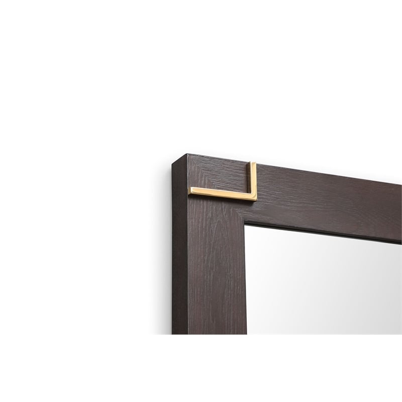 Pemberly Row Modern Smoked Ash Mirror with Gold Accents