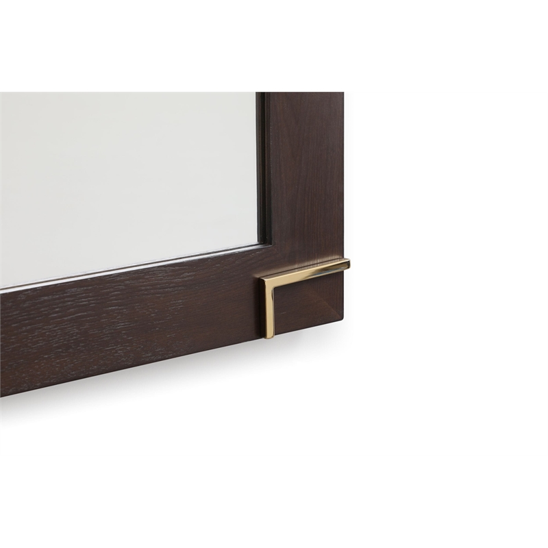 Pemberly Row Modern Smoked Ash Mirror with Gold Accents